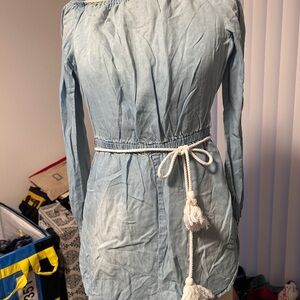 H&M Light Blue Long Sleeve Dress with Rope Belt
